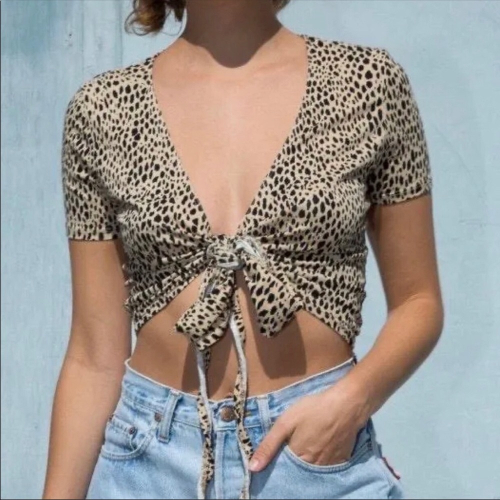 brandy melville rae wrap cheetah top